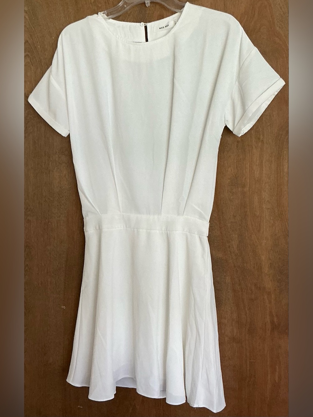 MOD REF White Fit & Flare Mini Dress Women S Short Sleeve Paneled Pleated